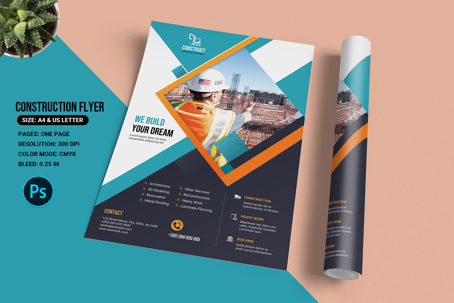 Construction Company Flyer Printable Template