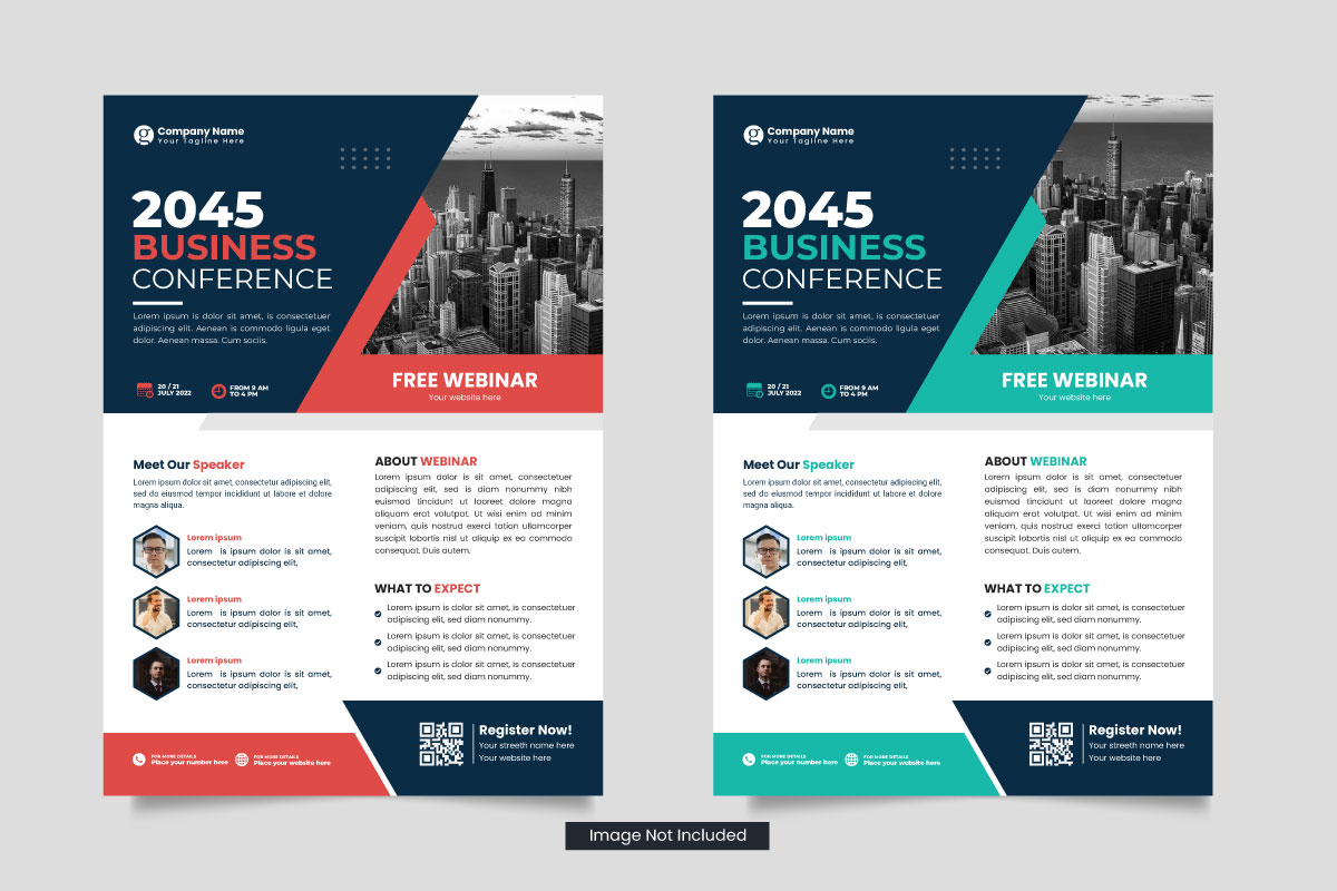 corporate  business conference flyer template or business live webinar conference banner