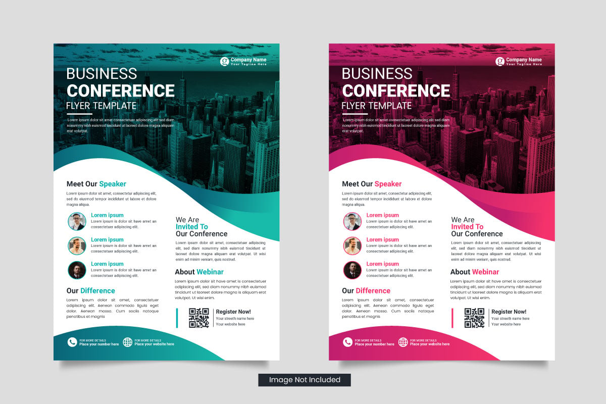 corporate business conference flyer template or business live webinar conference