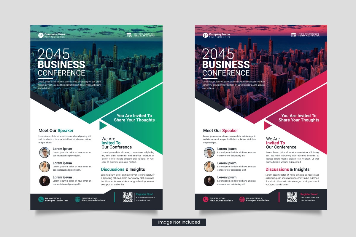 Vector   business conference flyer template or business live webinar conference