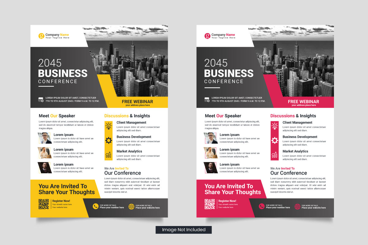 Business conference flyer template or business live webinar conference banner