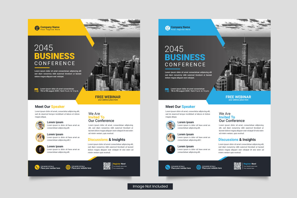business conference flyer template or business live webinar