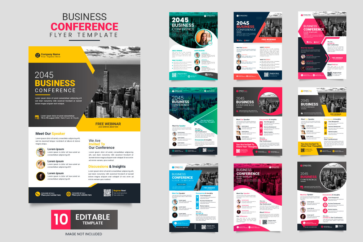 corporate business conference flyer template or business webinar conference