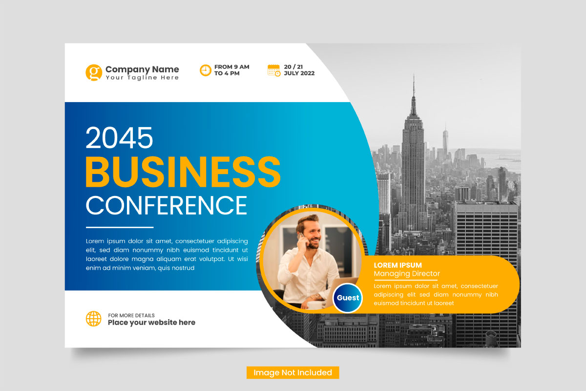 Vector corporate horizontal  business conference flyer template or business live webinar conference