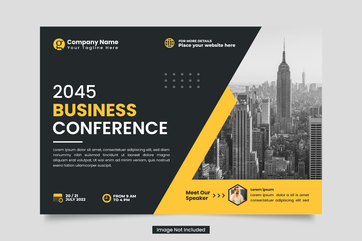 Corporate horizontal  business conference flyer template or business live webinar conference