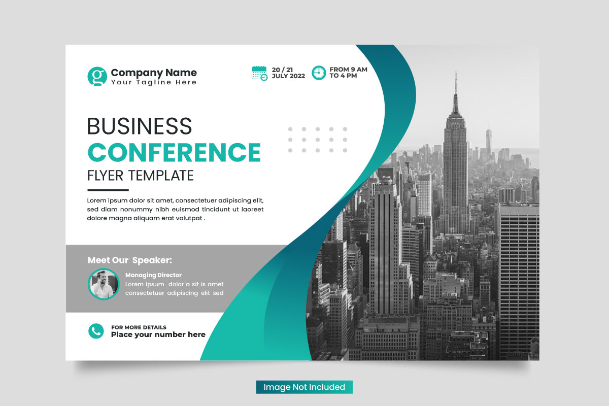 Corporate horizontal  business conference flyer template or business live webinar conference design