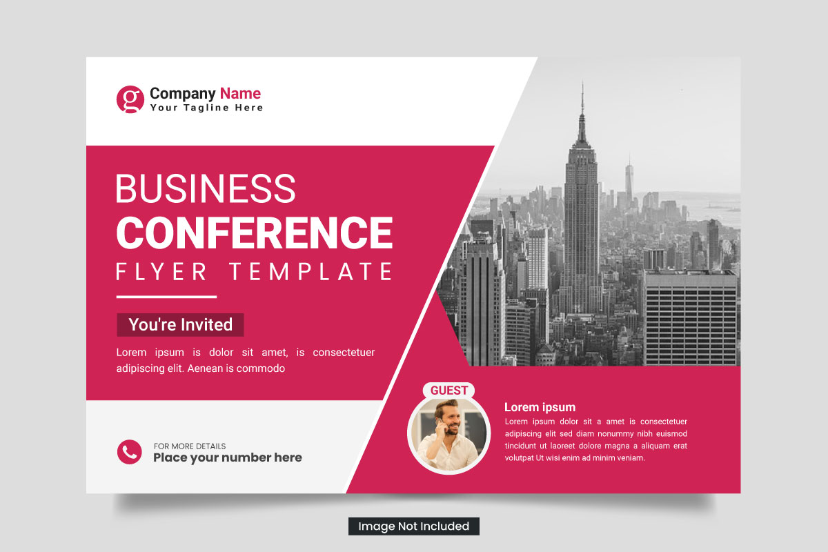 corporate horizontal  business conference flyer template or business  webinar conference idea