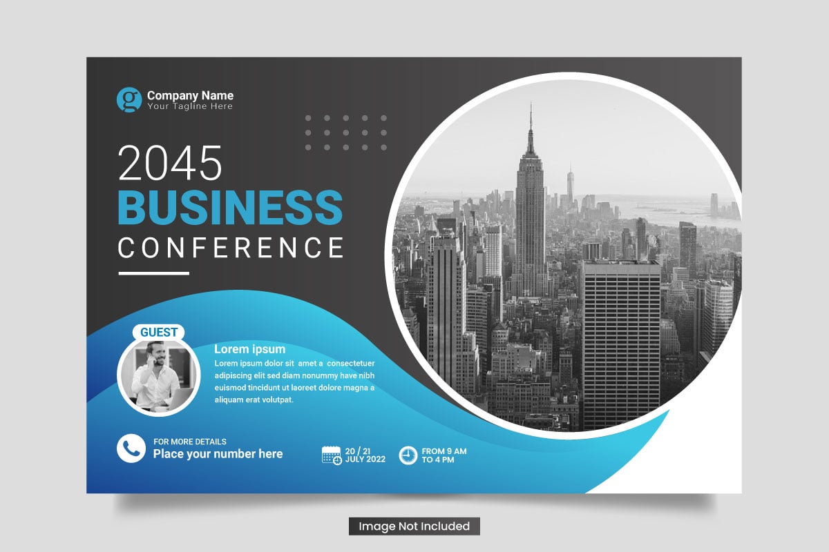 horizontal  business conference flyer template or business live webinar conference