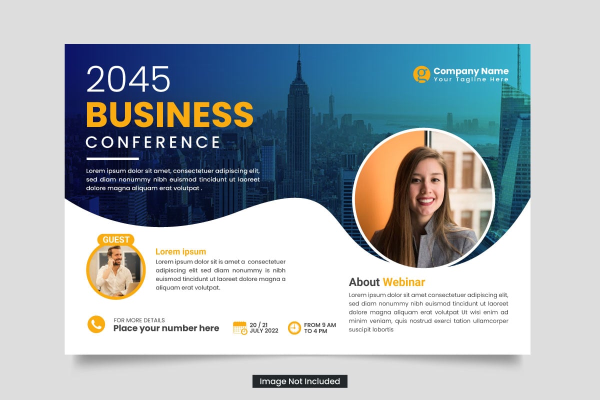 horizontal  business conference flyer template or business live webinar conference design