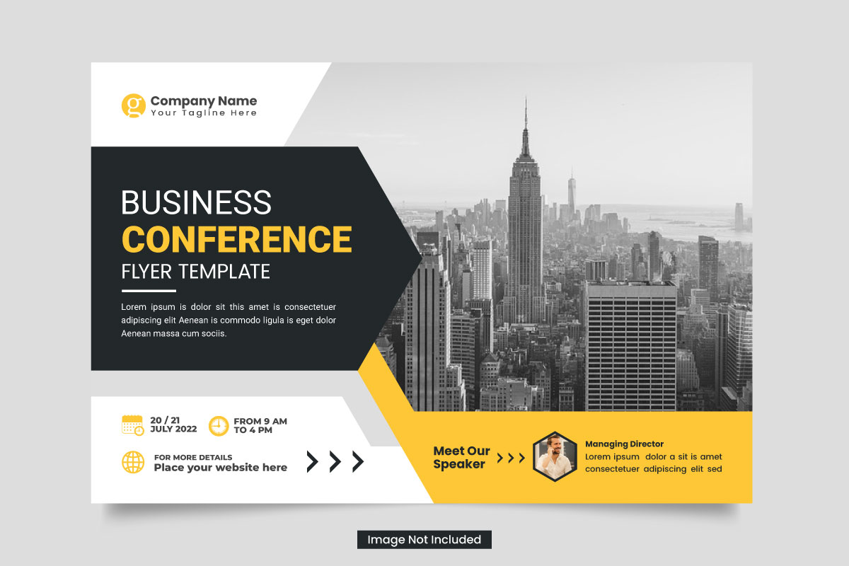 corporate horizontal  business conference flyer template or business live webinar conference concept