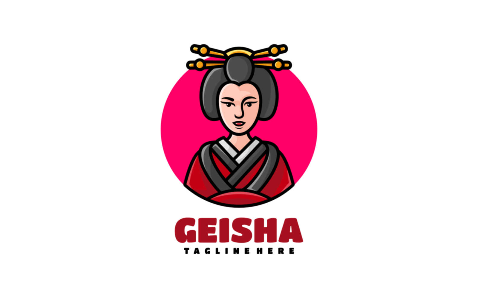 Geisha Mascot Cartoon Logo