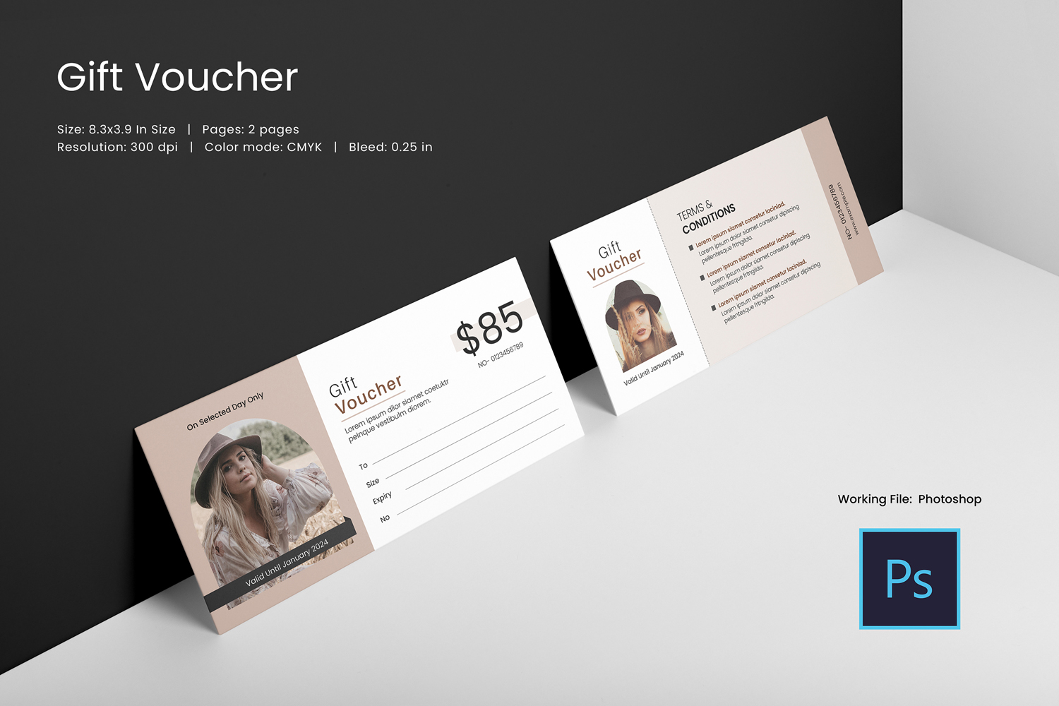 Fashion Gift Voucher Adobe Photoshop Template