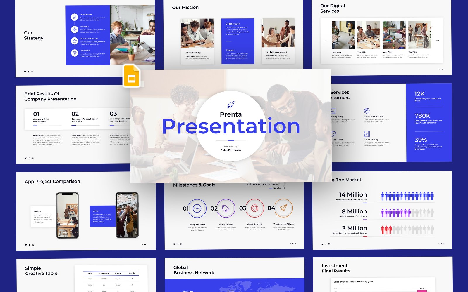 Prenta Company Business Google Slides Template