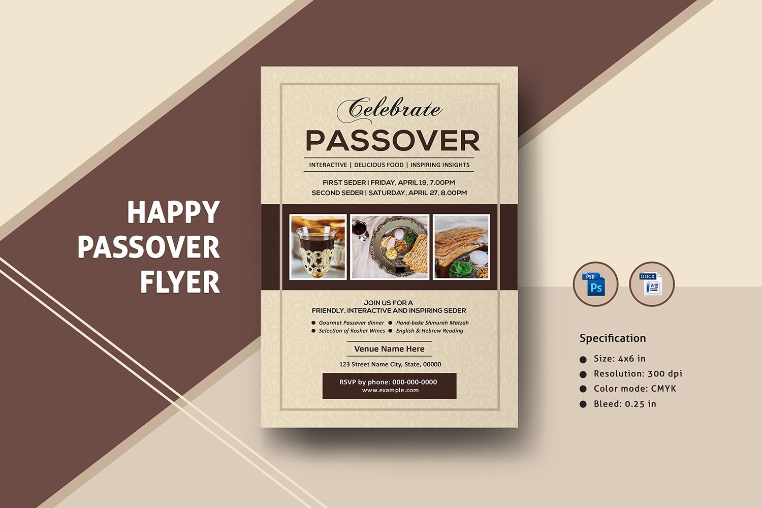 Happy Passover Party Invitatio Flyer Template