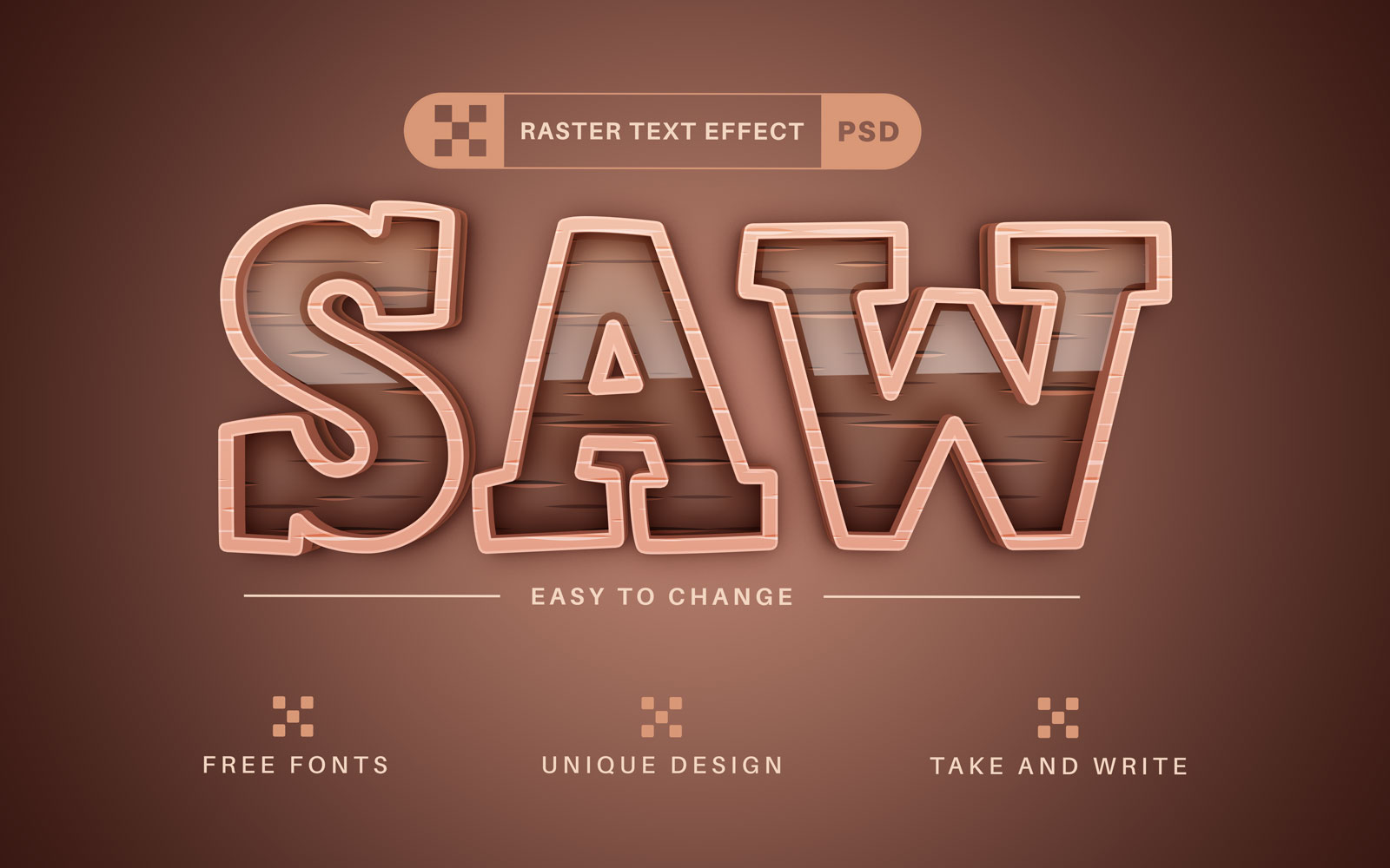 Saw Wood - Editable Text Effect, Font Style