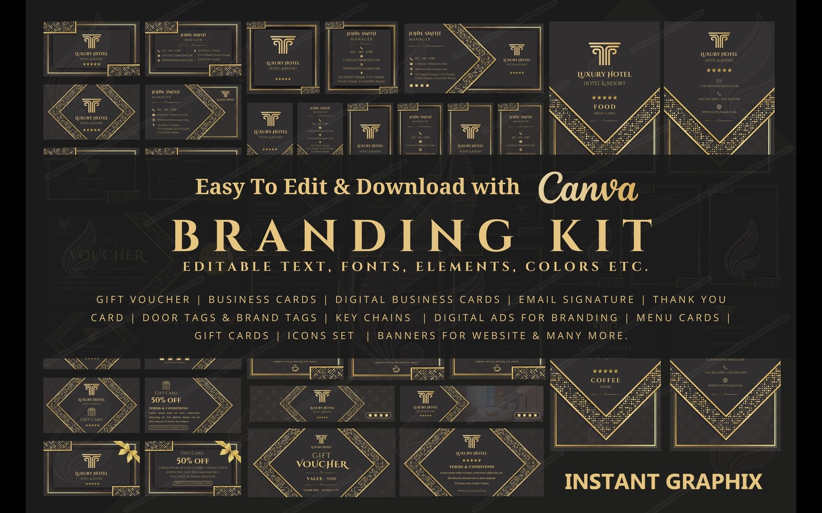 Business Branding Kit on Luxury Background | Canva Template