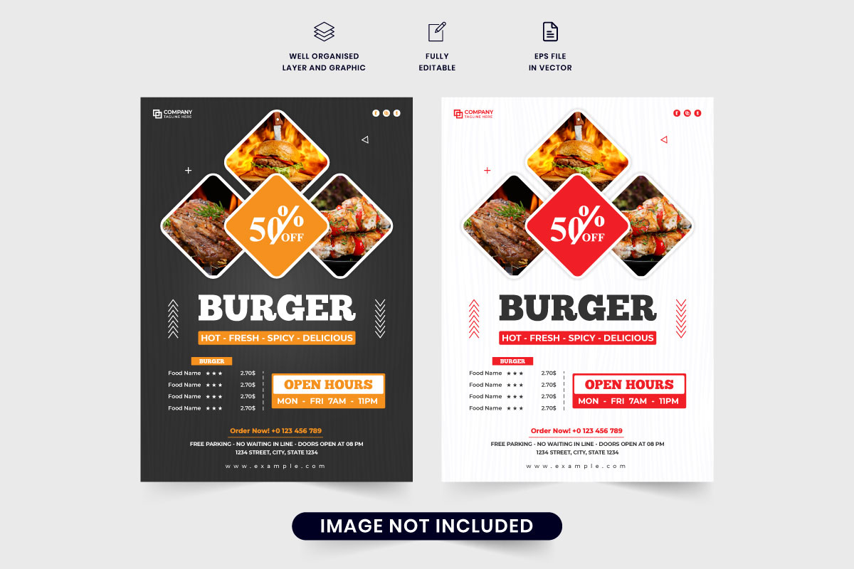 Special food menu marketing flyer vector