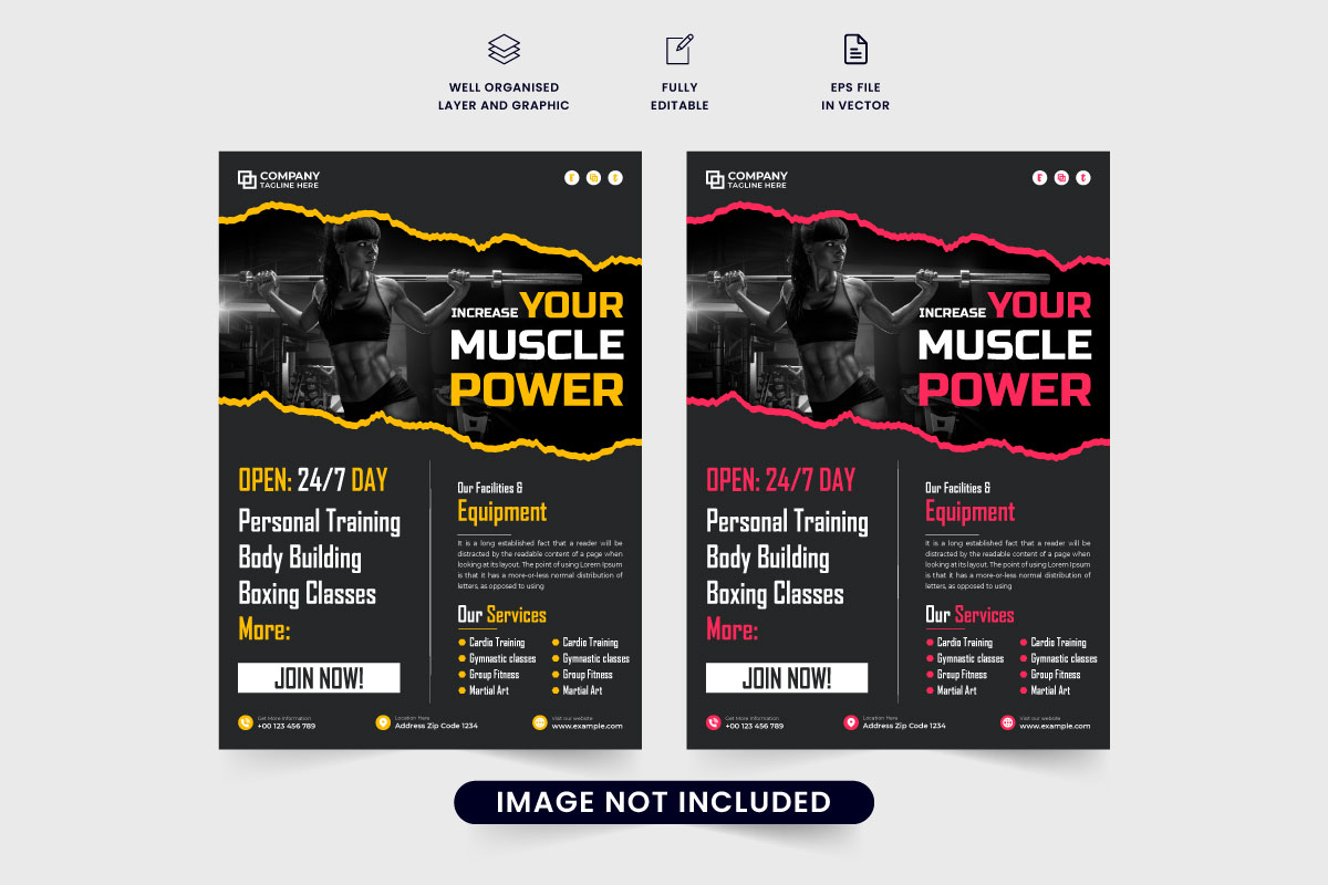 Fitness gym flyer template vector design