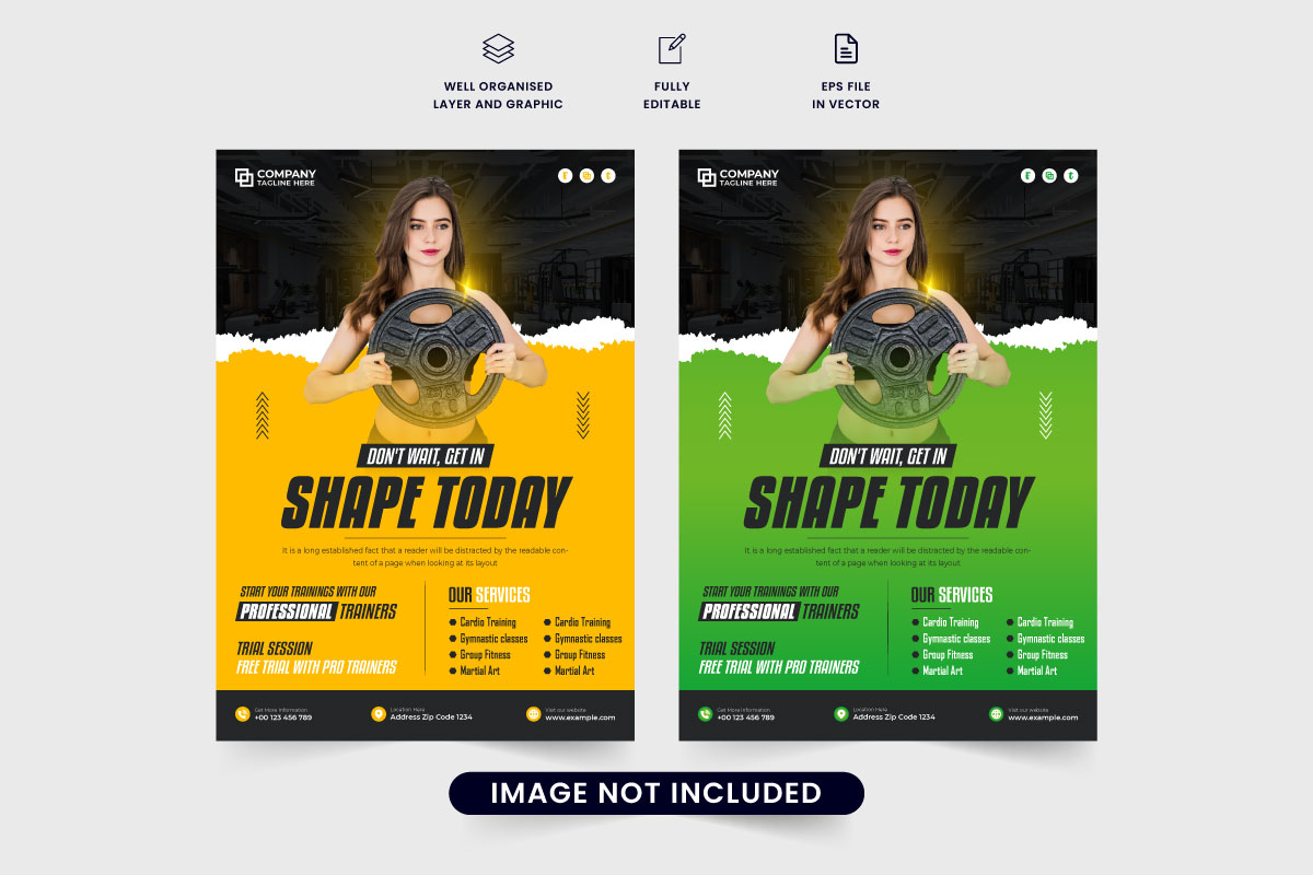 Gym business promotional flyer template