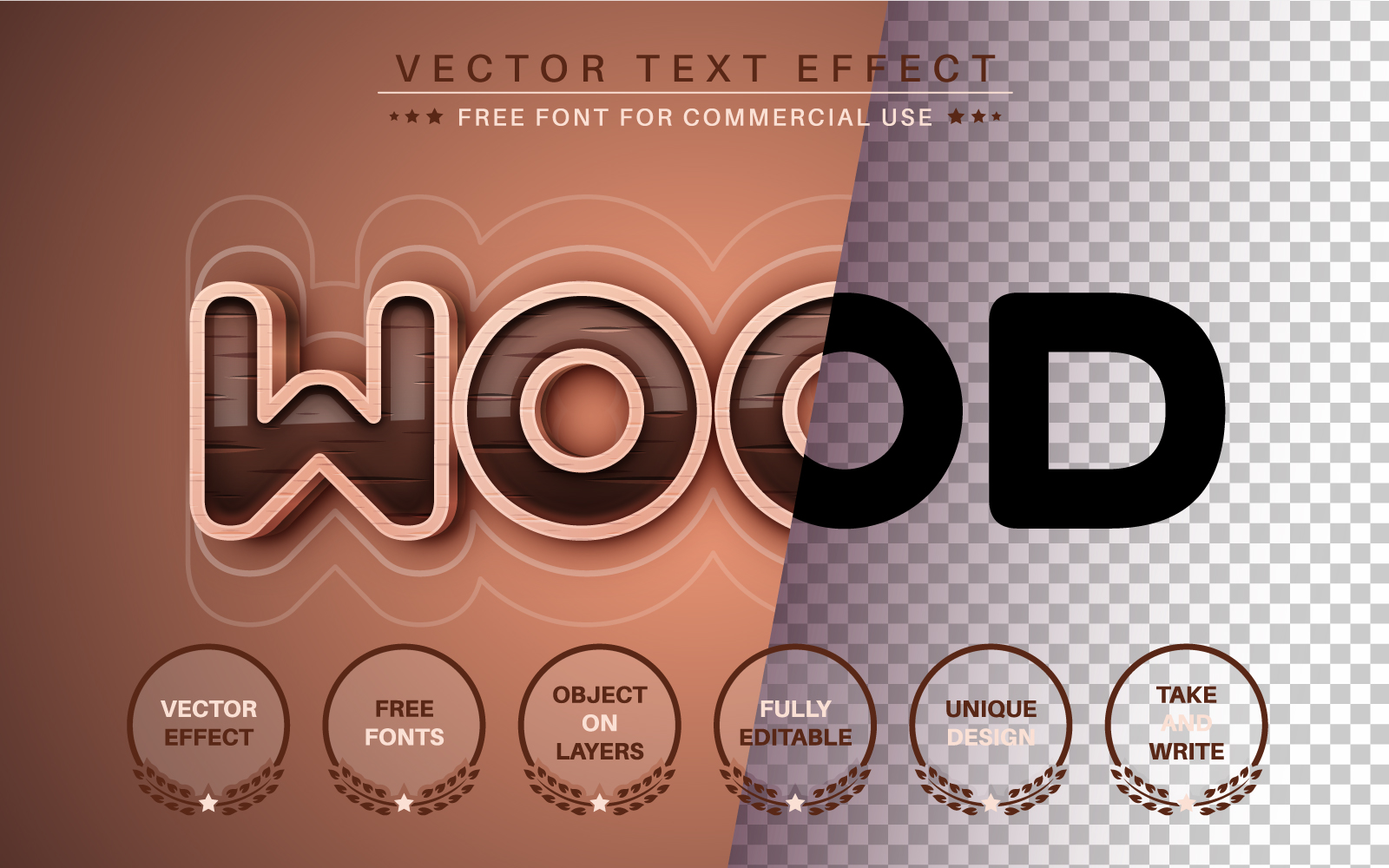 Dark Wood - Editable Text Effect, Font Style