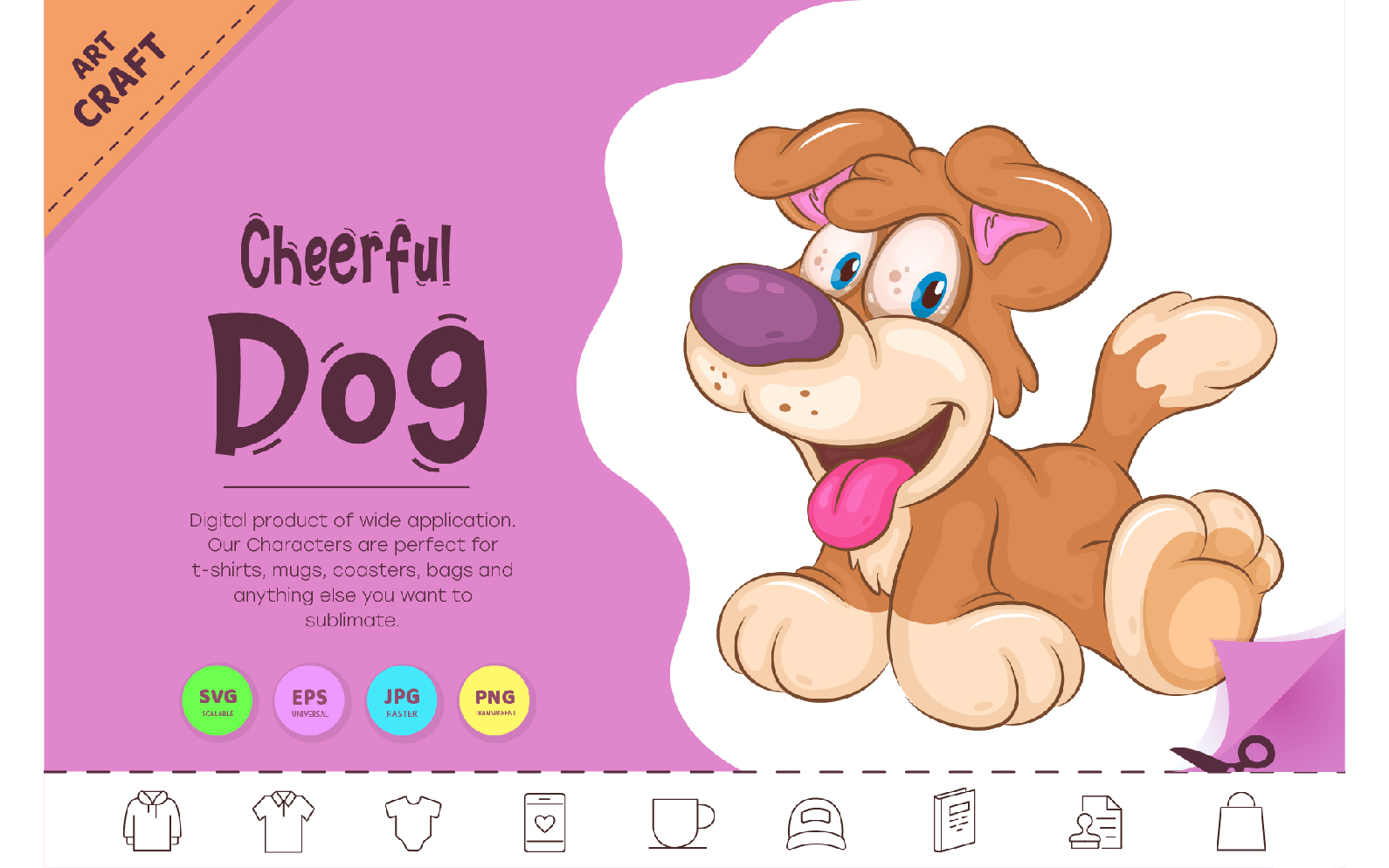 Cheerful Cartoon Dog. Clipart.