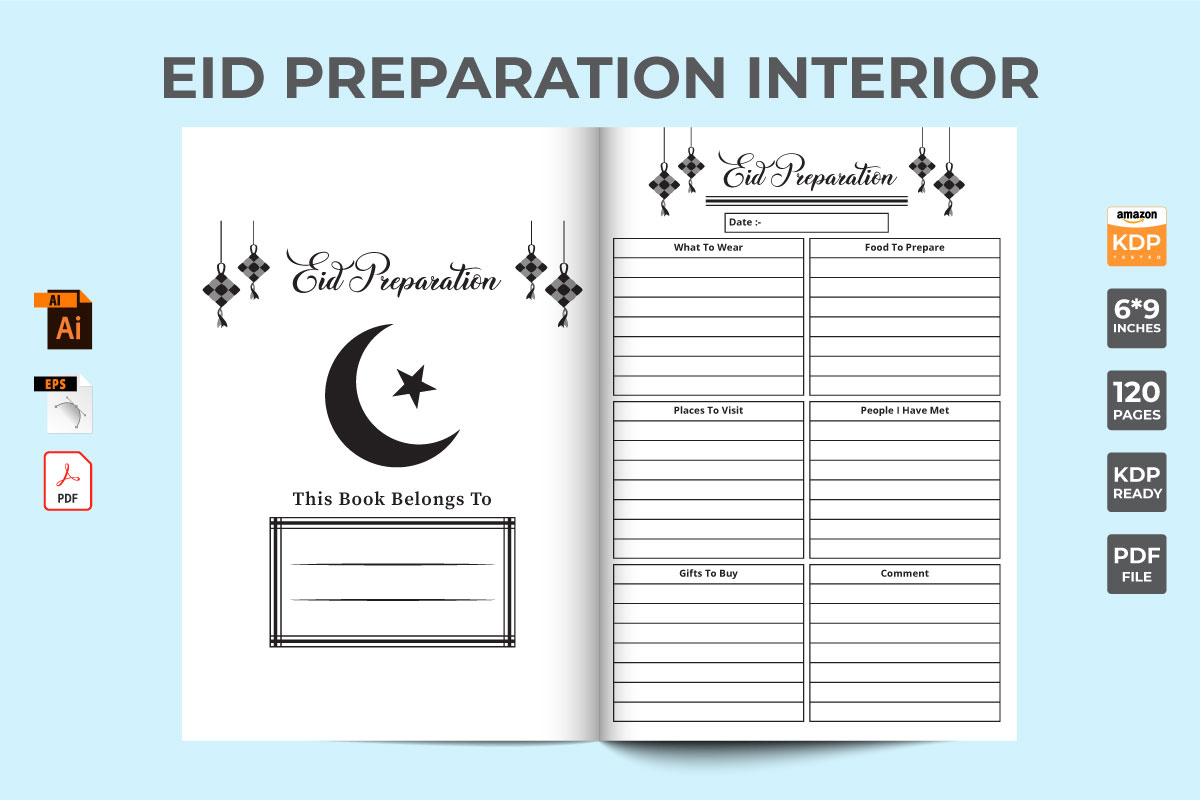 Eid Preparation Diary Interior Vector