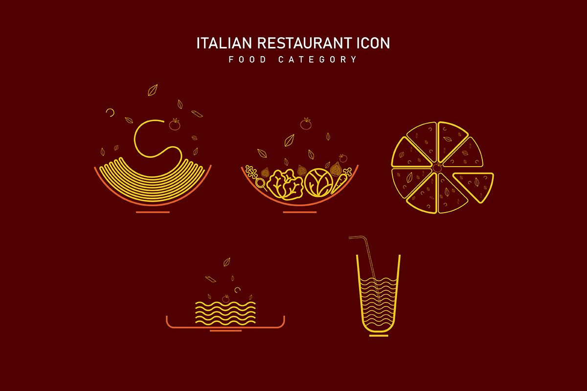 Italian Restaurant Icon with a Fuuny Illustration