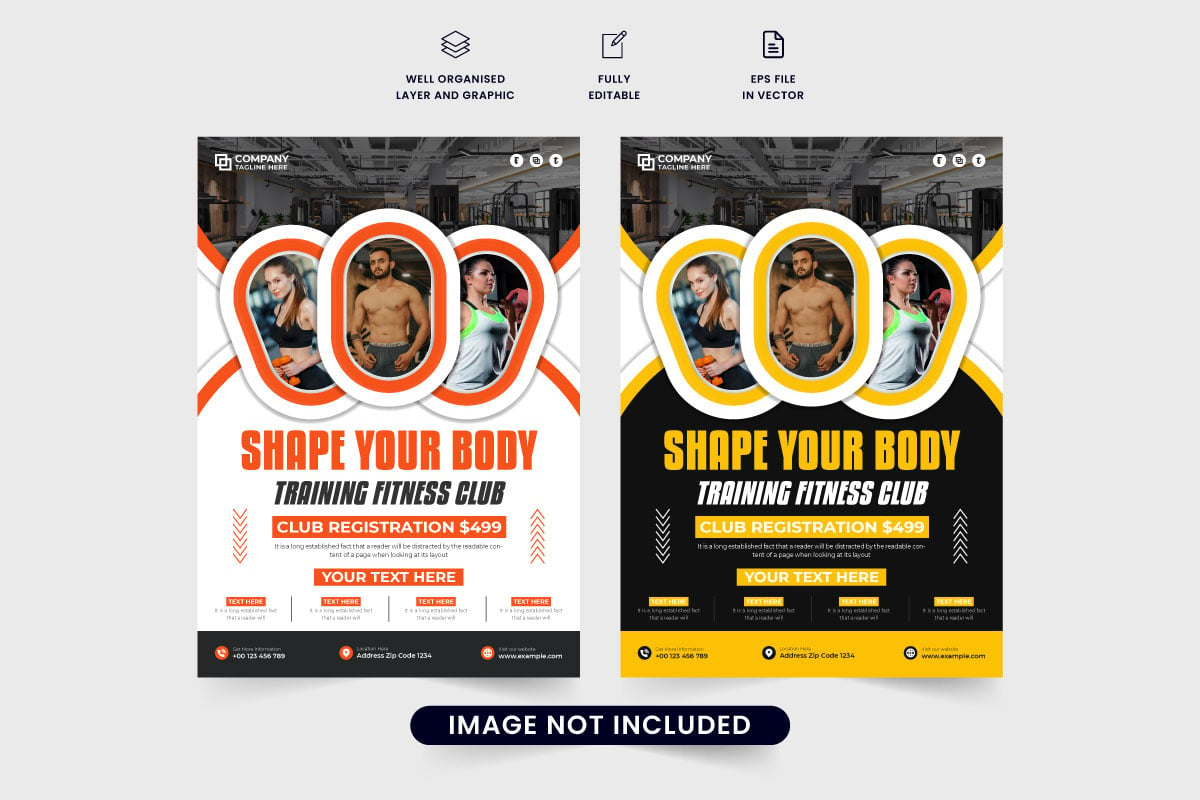 Gym business advertisement flyer vector