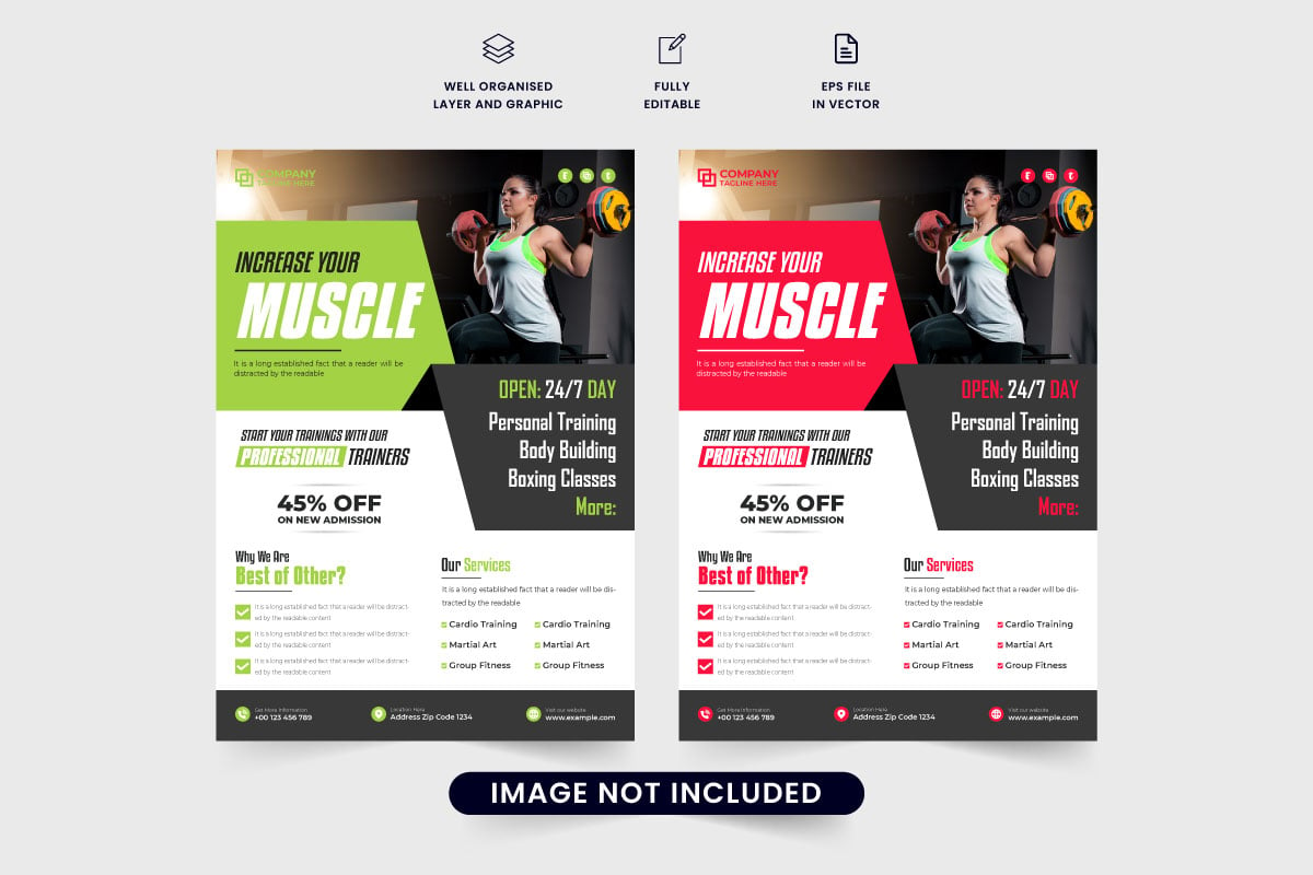 Fitness training center flyer template