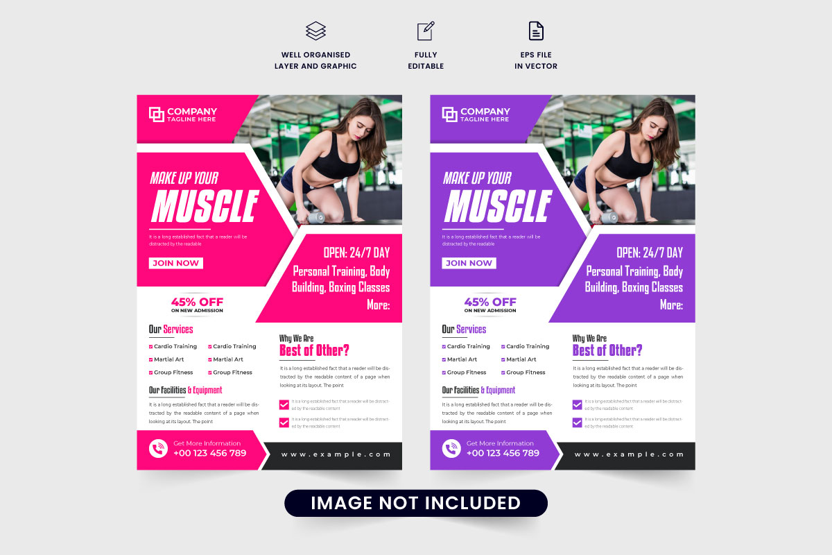 Gym business advertisement flyer vector design