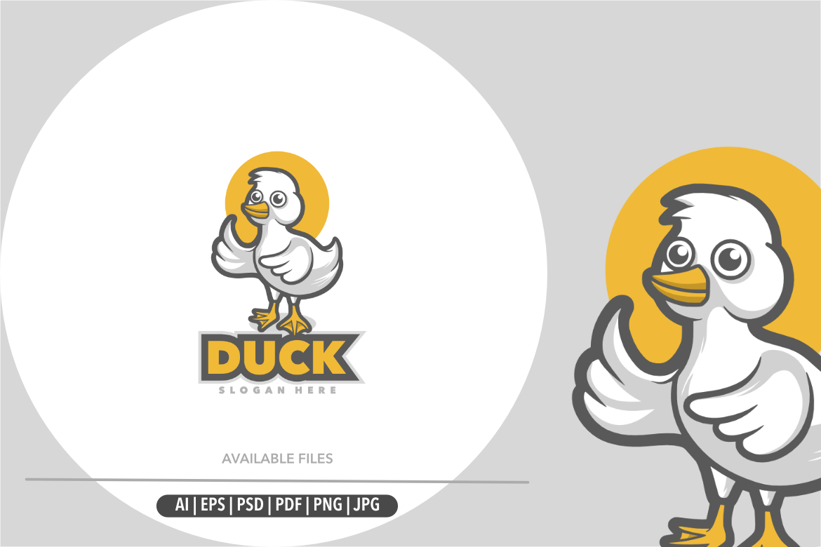 Duck cute cartoon mascot logo template