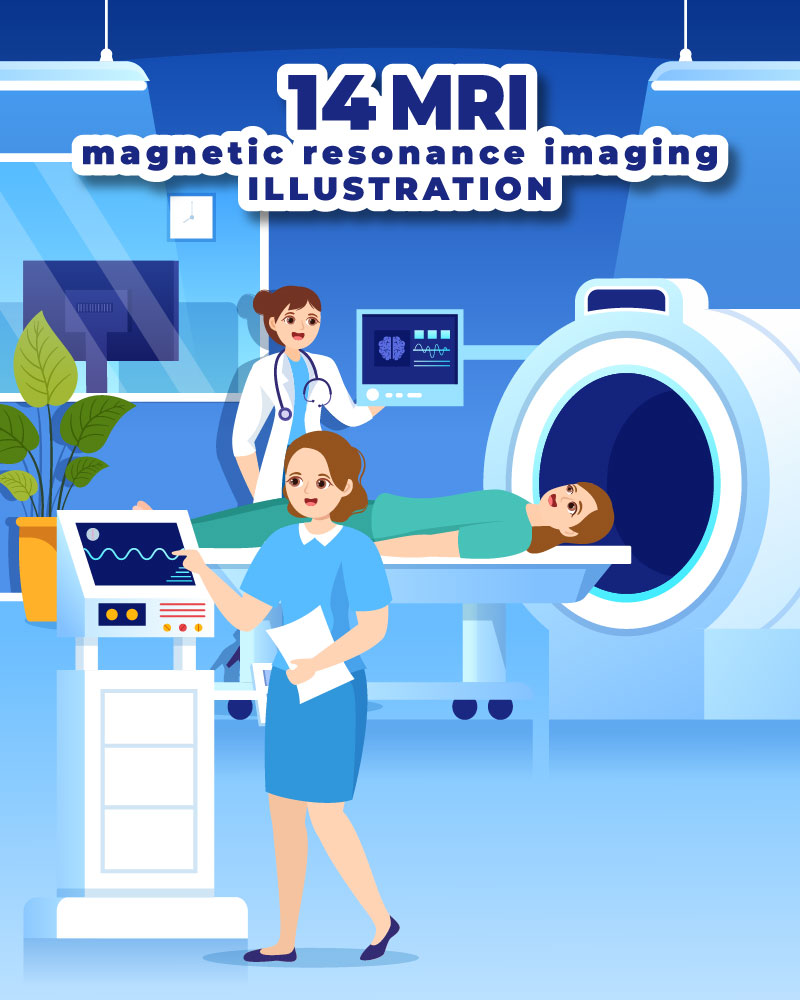 14 MRI or Magnetic Resonance Imaging Illustration