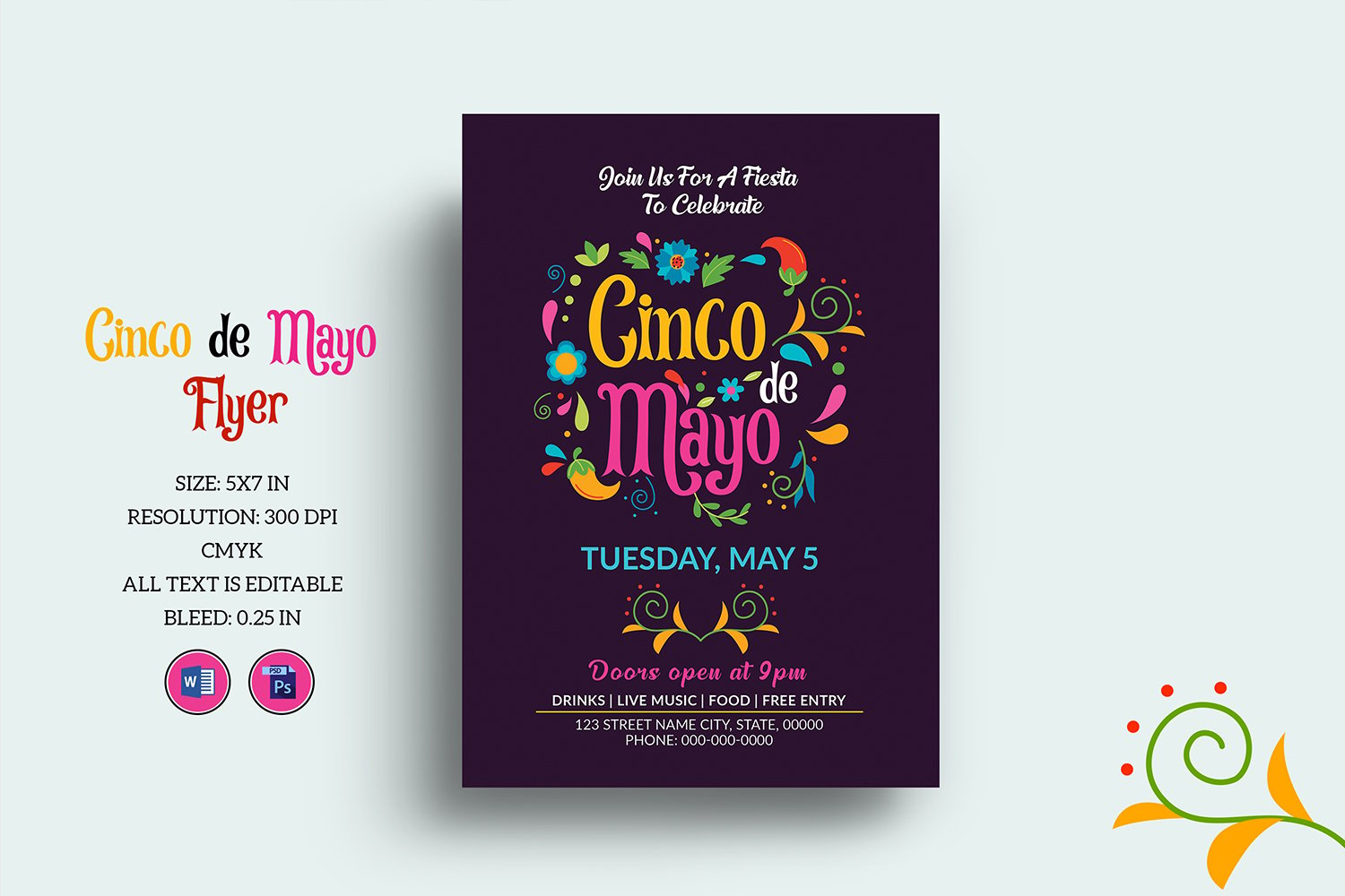 Cinco De Mayo Celebration Party  Invitation Flyer template