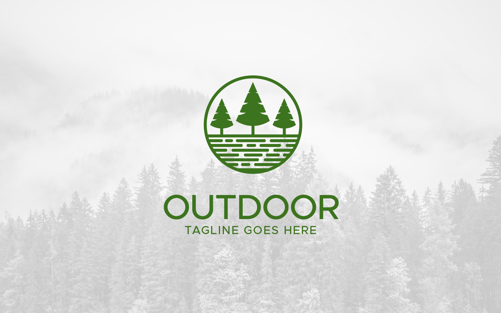 Outdoor landscape nature pine tree logo design template