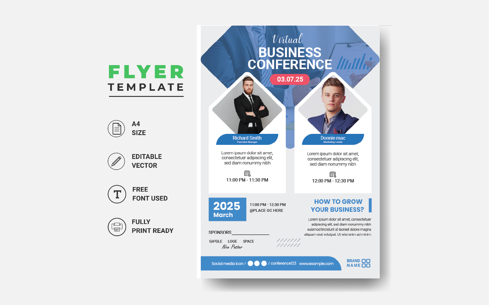 Business Conference Brochure Flyer Design Layout Template In A4 Size, Virtual Business