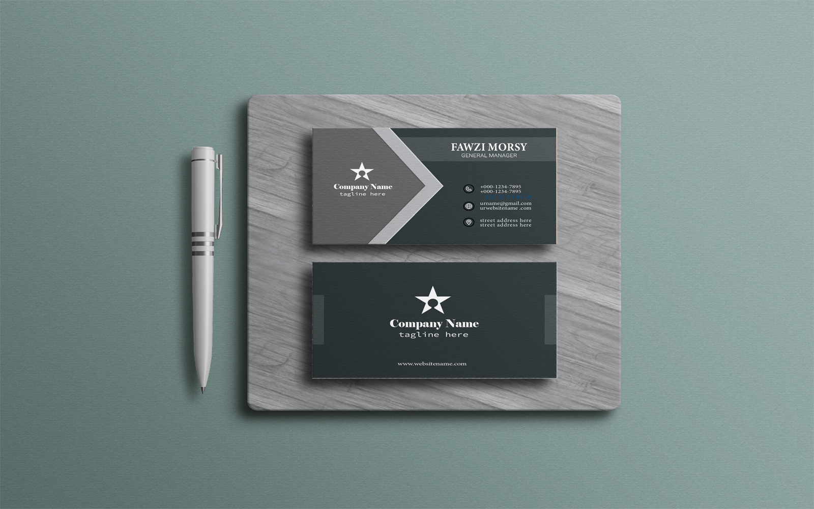 Black Business Card Design Template and Ready for Print