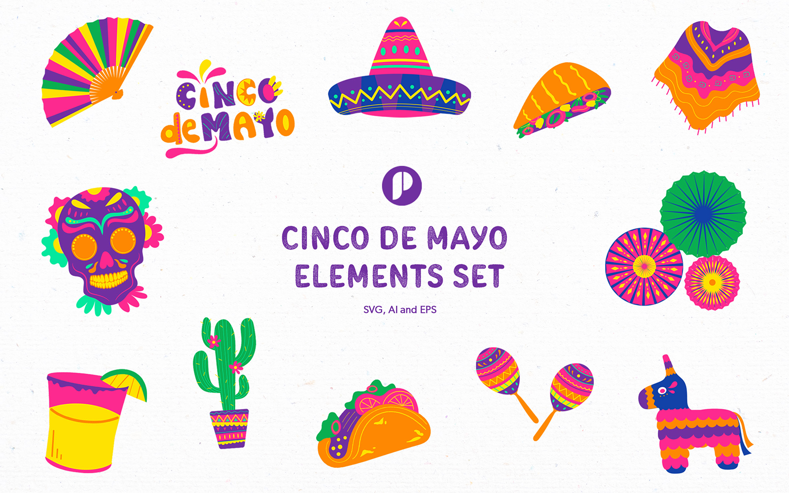 Bright cinco de mayo element set