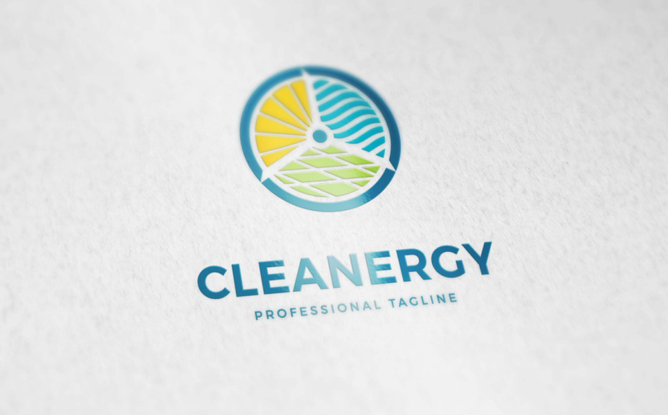 Clean Energy or Solar Energy or Wind Energy Logo