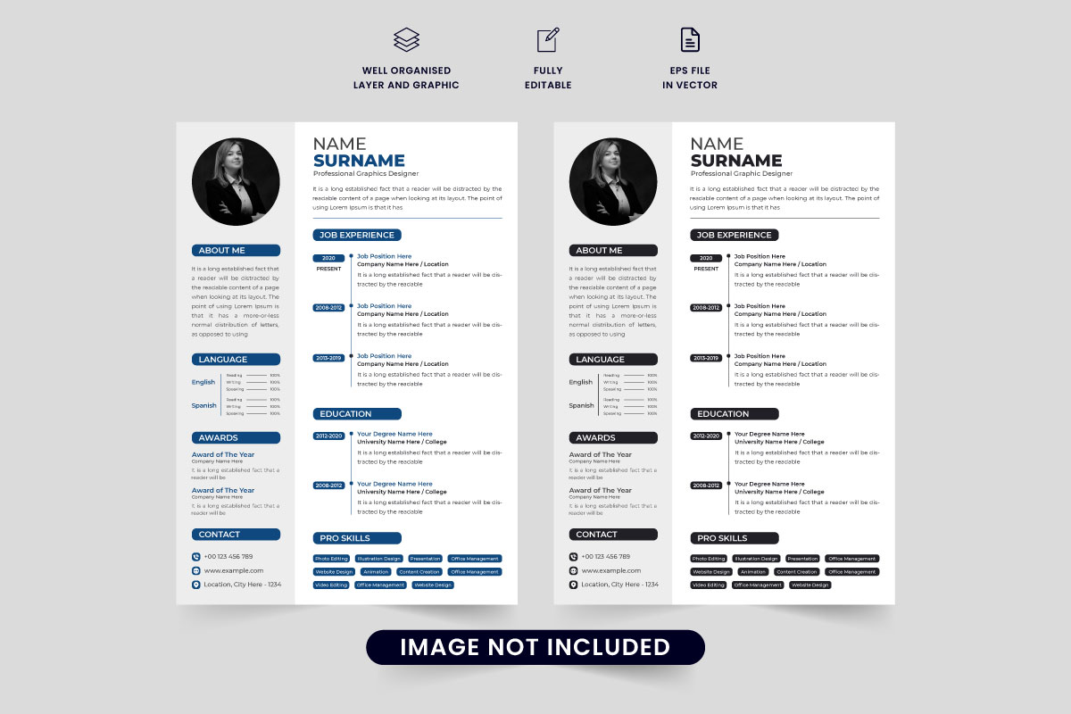 Minimal CV and Resume Template Vector
