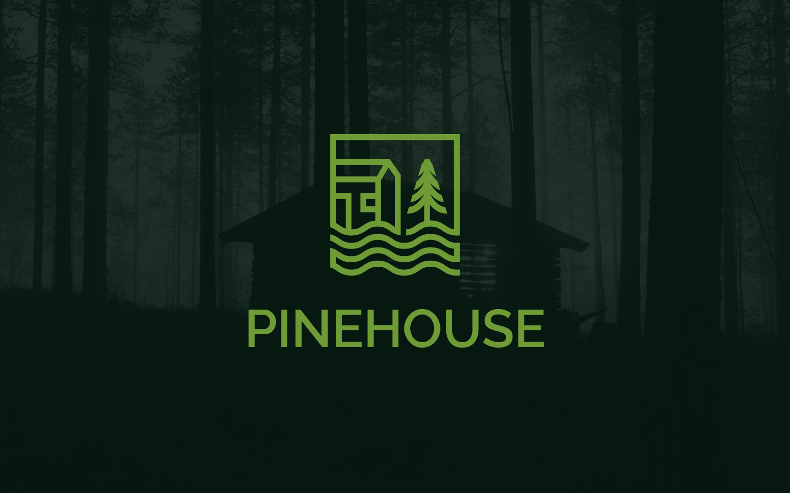 Pine house camping adventure logo design template