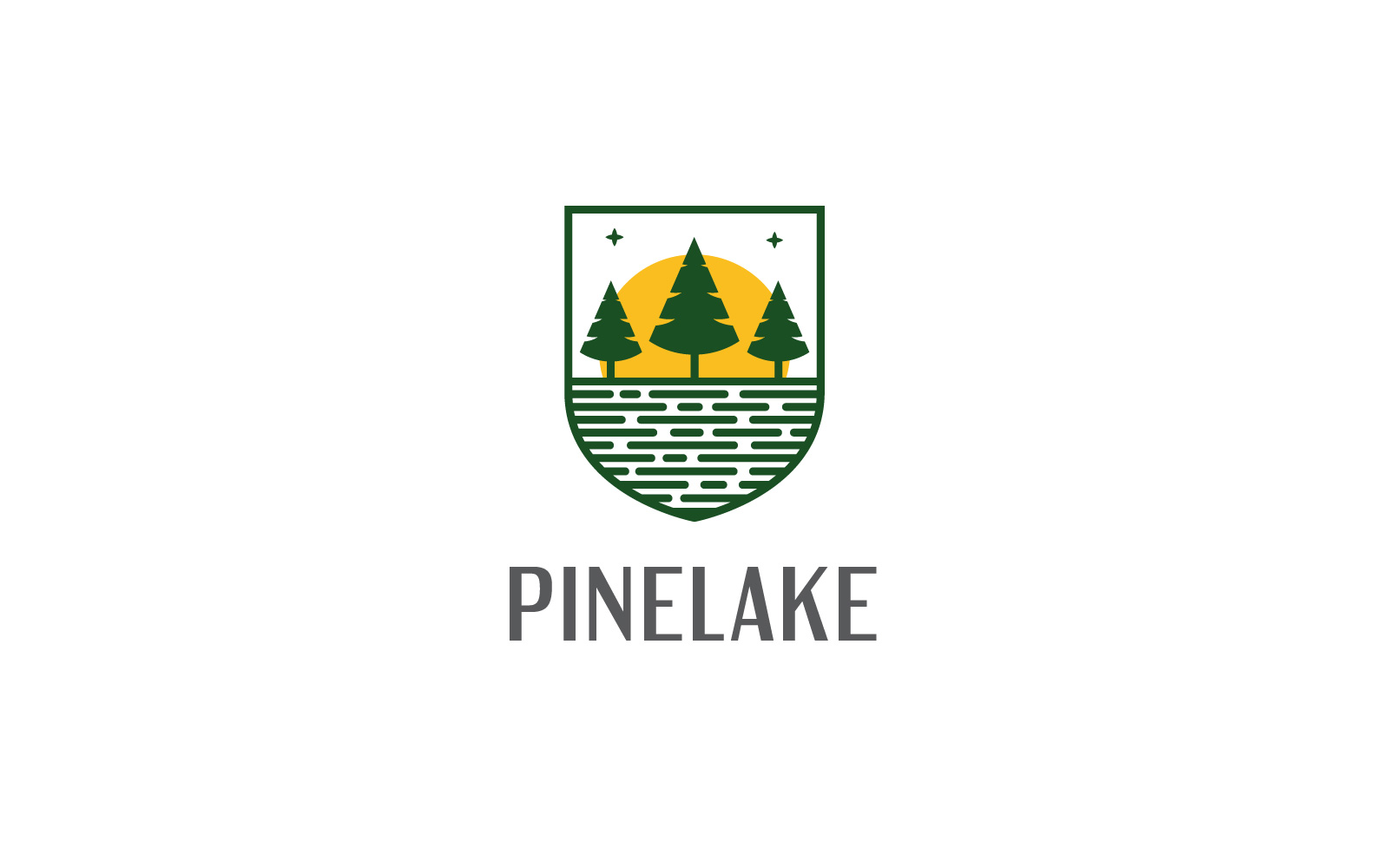 Pine lake Outdoor Nature Landscape Logo design template