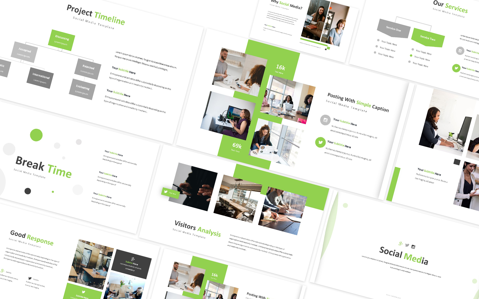 Social Media Green Google Slides Template