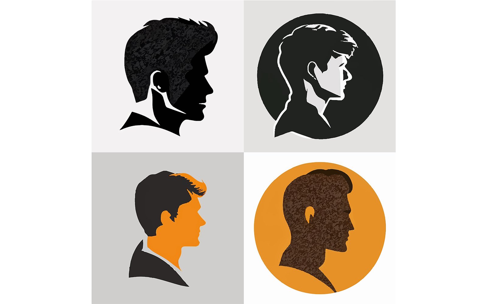 Set Actual Minimalist Profile Illustration Vector