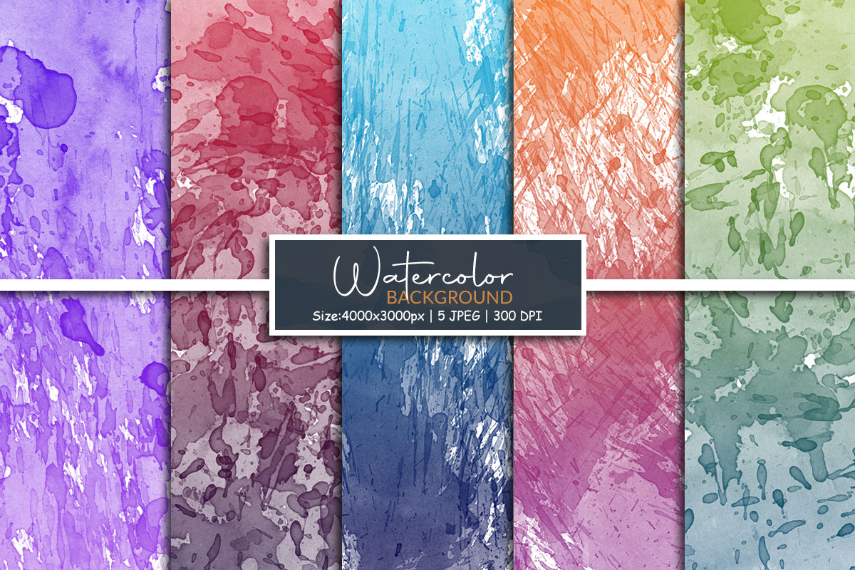 Colorful paint splatter texture background, Watercolor digital paper, Scrapbook Paper background