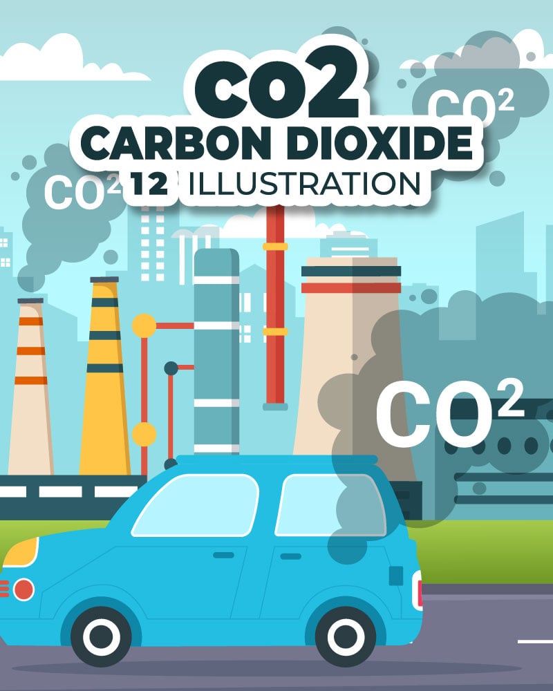 12 Carbon Dioxide or CO2 Illustration