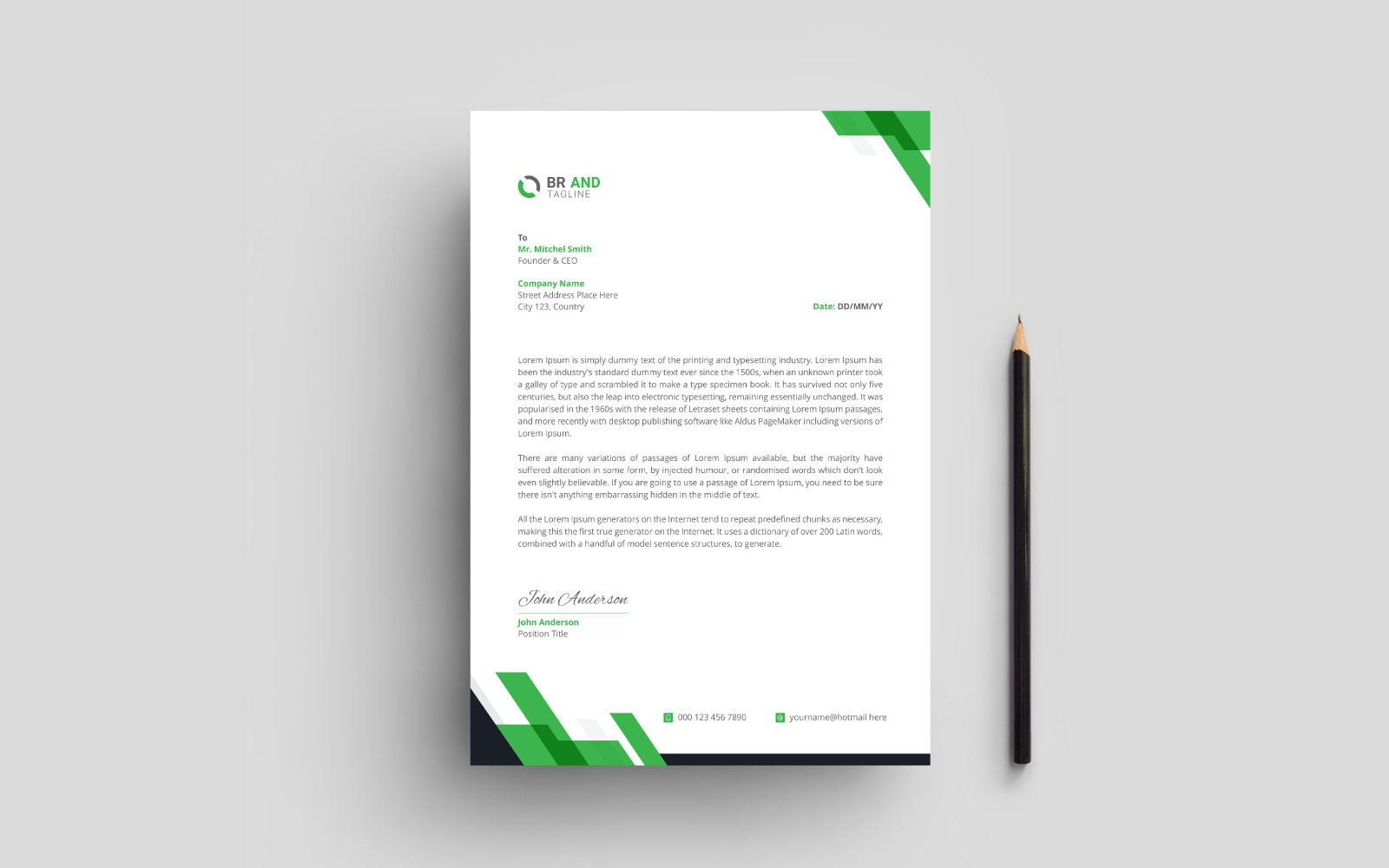 Letterhead Template Design in Flat Style