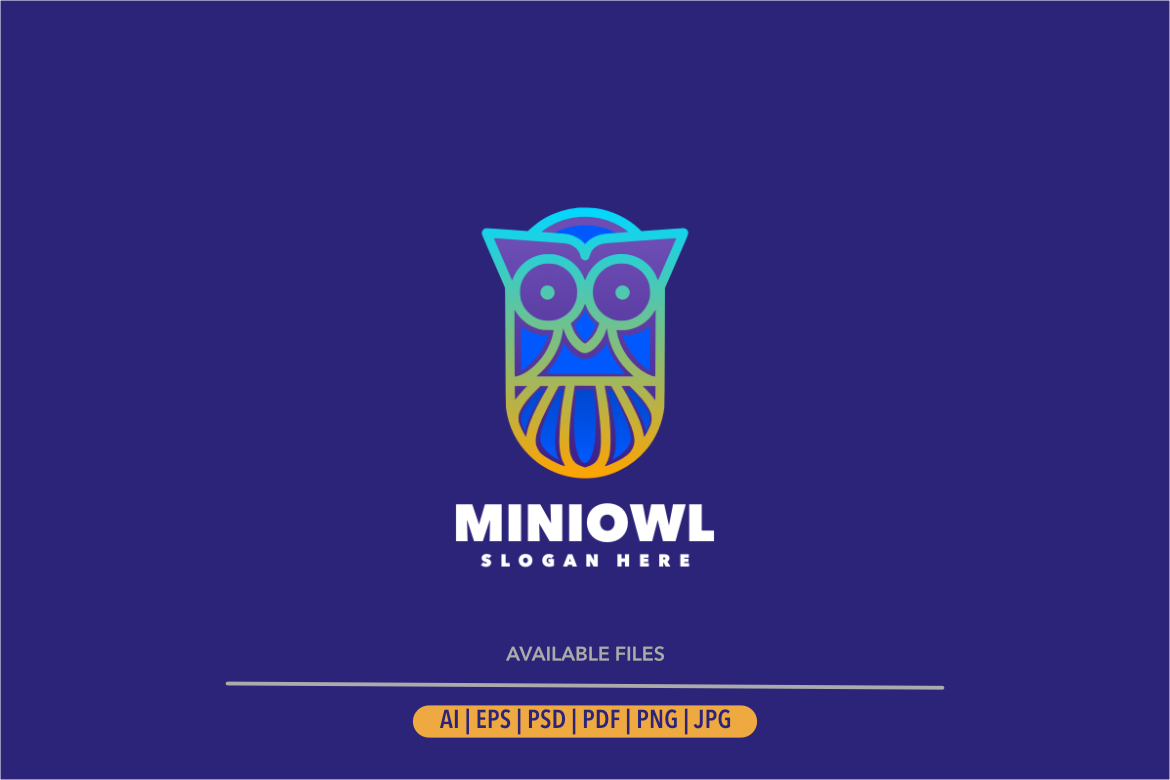 Owl line gradient colorful logo template
