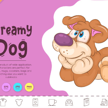 Dreamy Dog Vectors Templates 325597