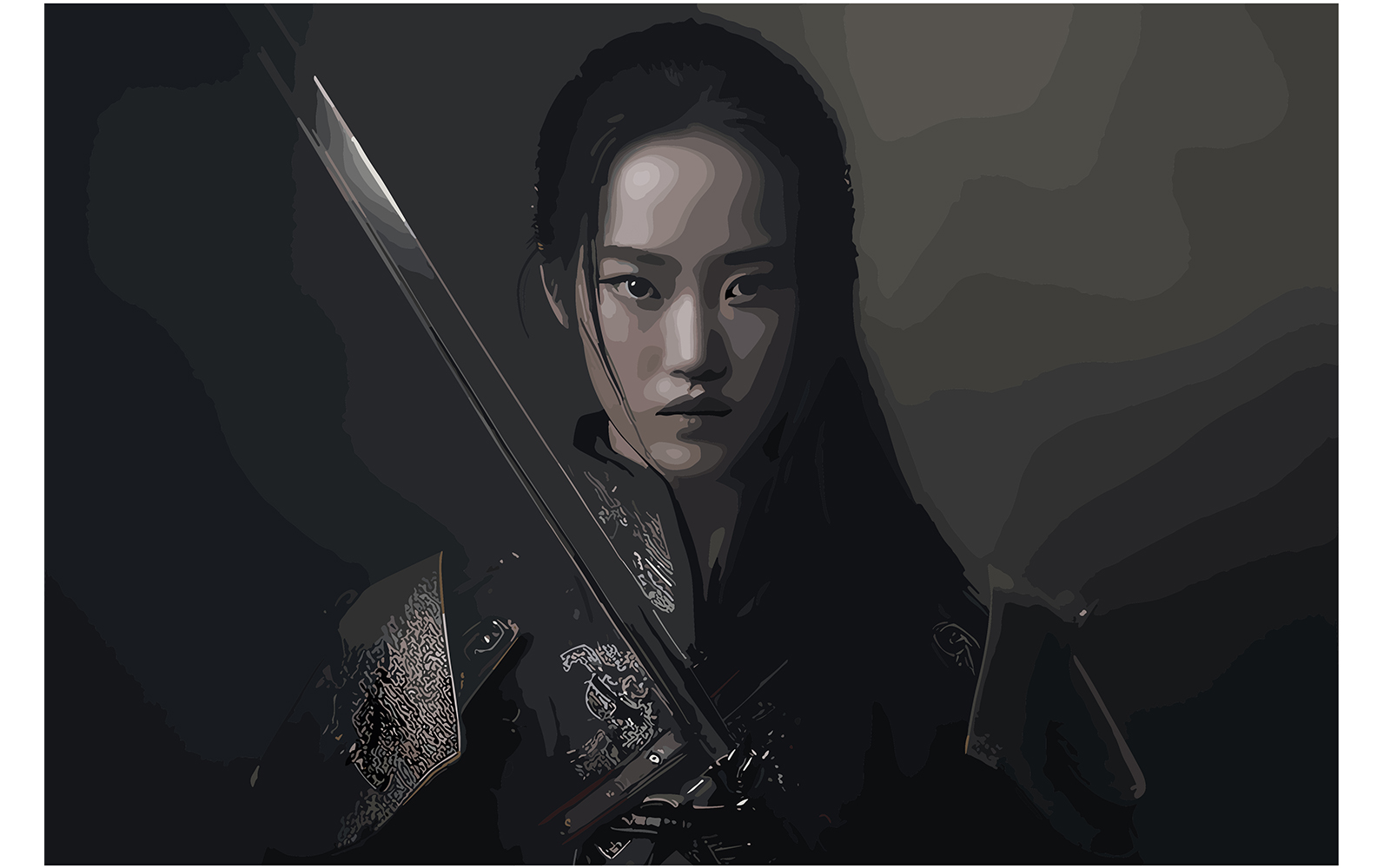 Harper Verna Character Katana Illustration Vector