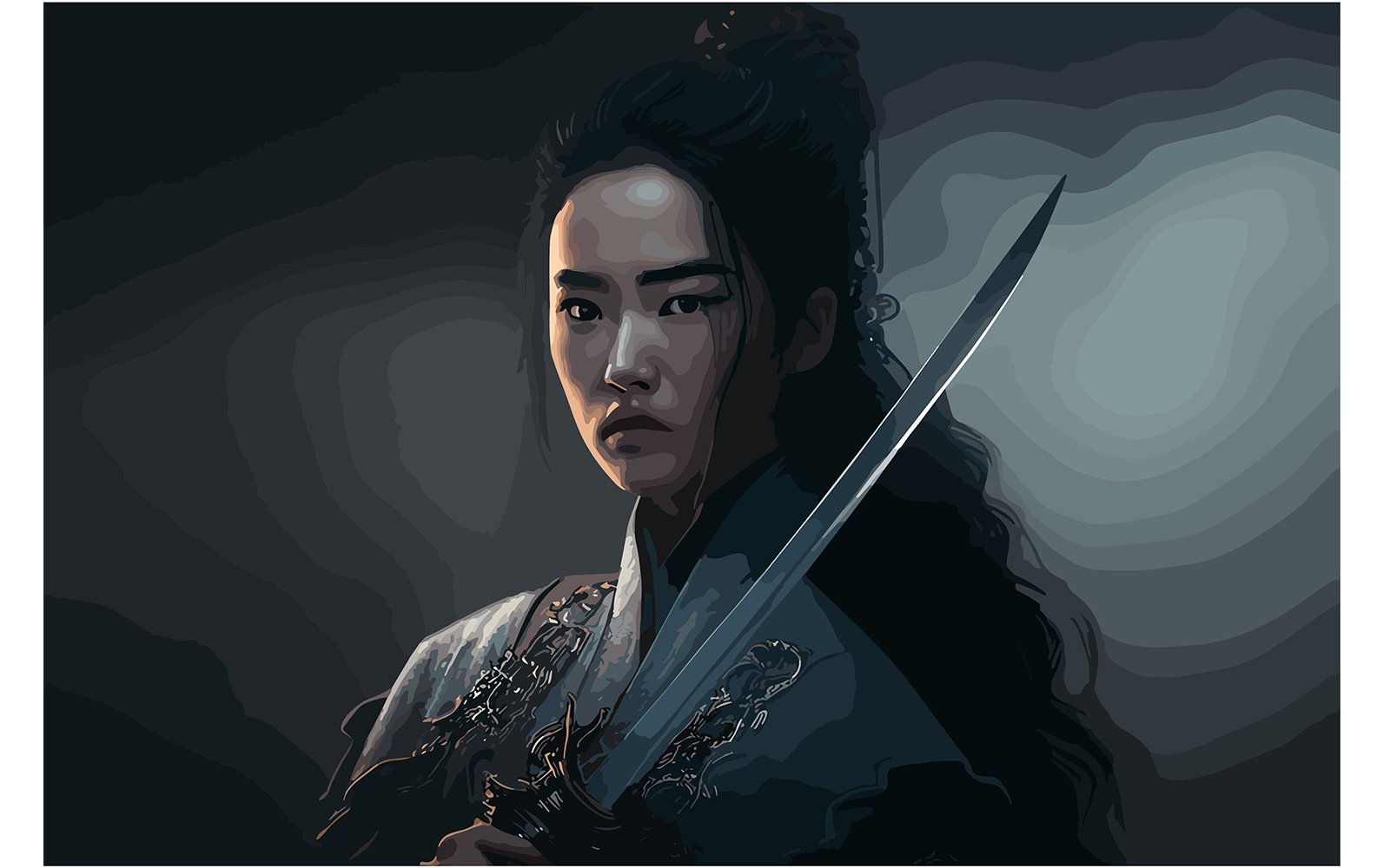 Adria Shevon Character Katana Illustration Vector